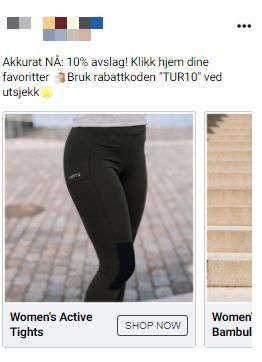 Norwegian clothing Brand Facebook ad example