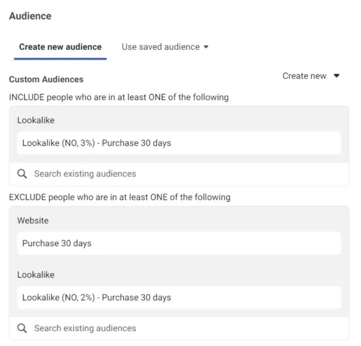 Facebook Ads audience exclusion