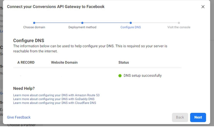 FB conversions API DNS configuration
