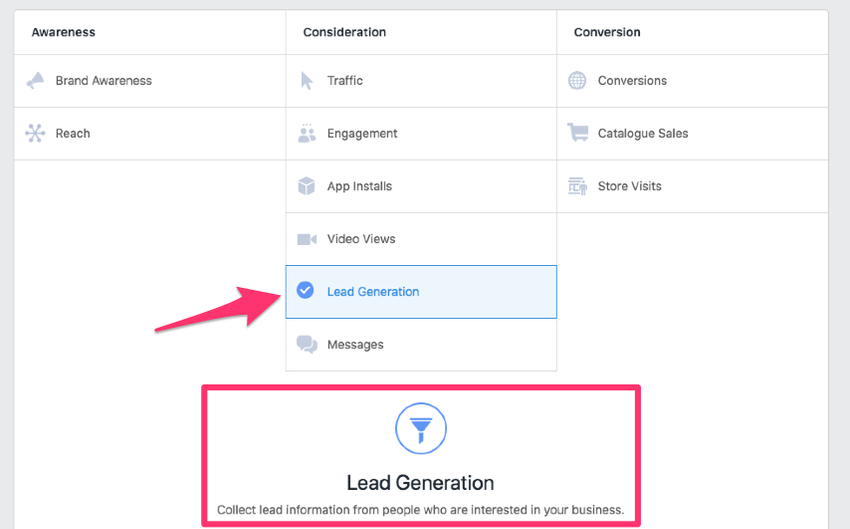 Facebook Ads lead generation objective
