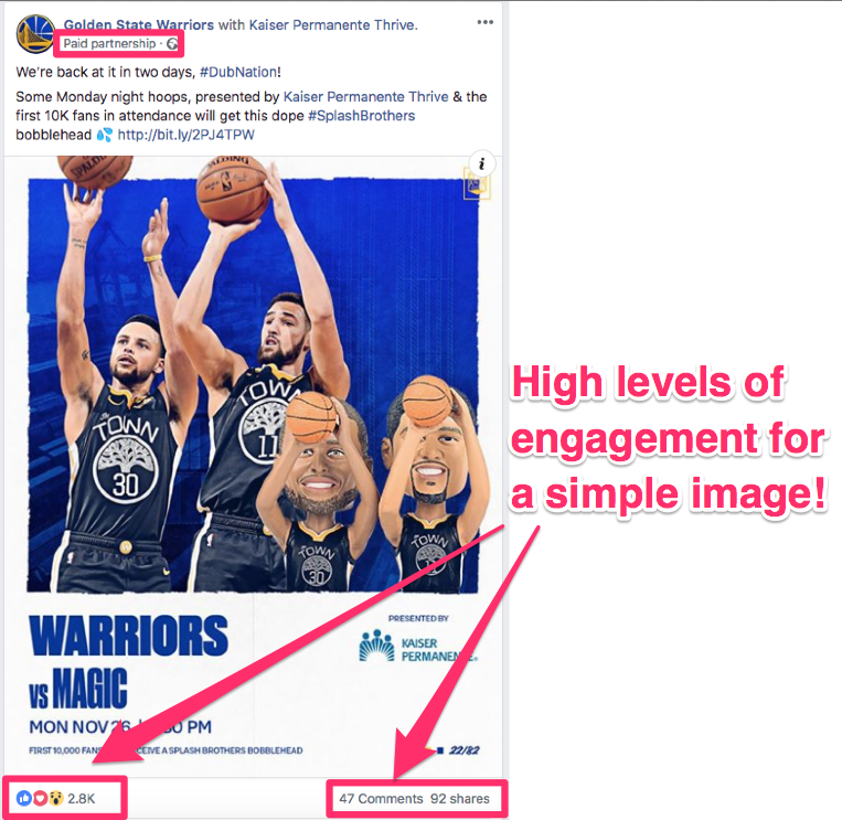 Facebook Ads post engagement objective use example
