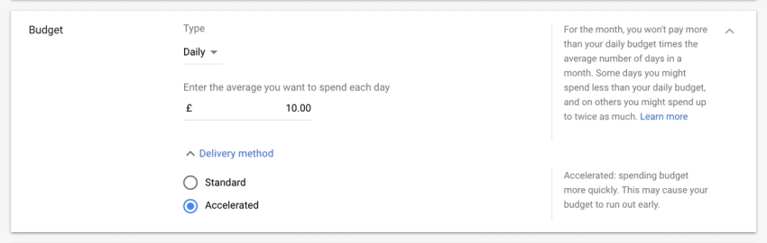 Google ads setting a budget