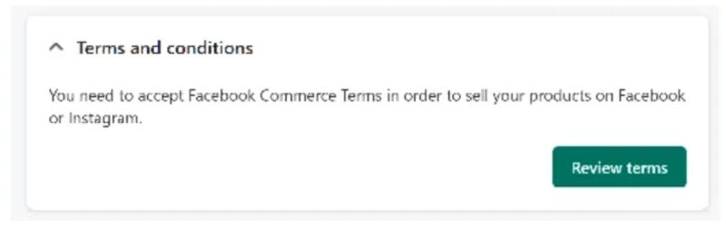Facebook Page Shop terms and conditions