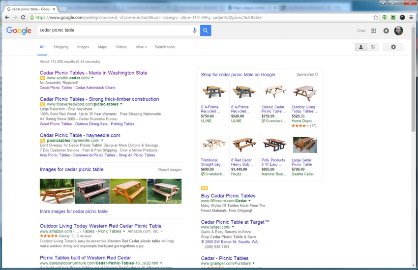 Example of Shopping Ads on Google's search results page