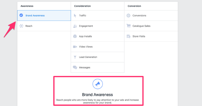 Facebook Ads brand awareness objective