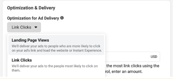 Facebook Ads optimization and delivery settings