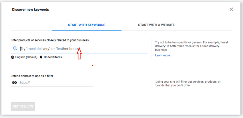 Google Keyword Planner keyword discovery