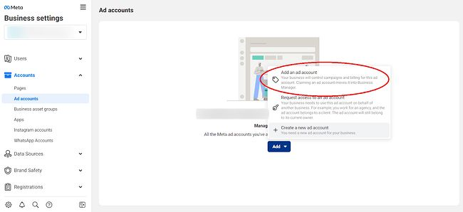 Facebook Business Manager adding ad accounts