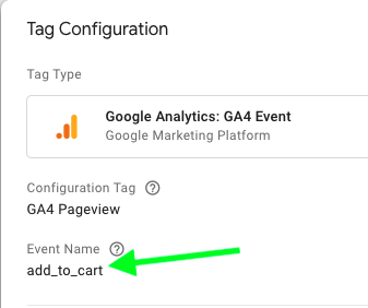 GA4 add_to_cart event