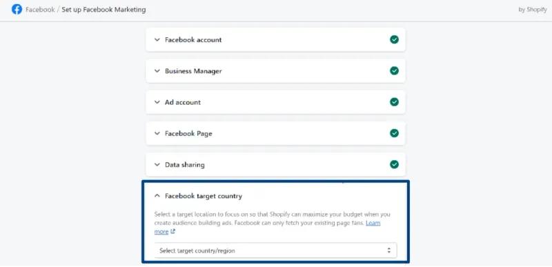 Facebook Ad account target country setup