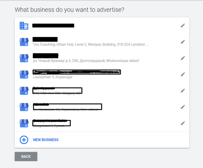 Google Ads choosing the business to advertise