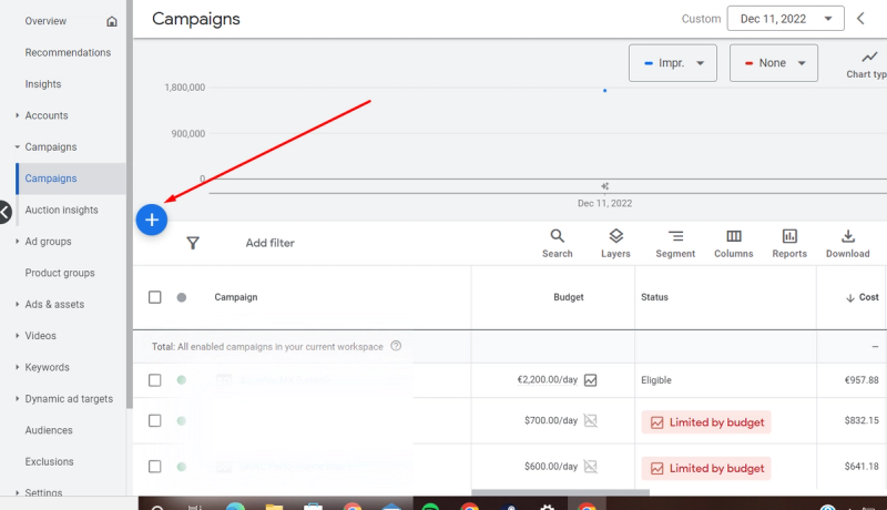 Creating dynamic search ads in Google Ads campaigns dashboard