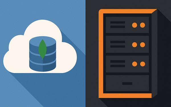MongoDB Atlas cloud vs self-hosted server comparison illustration