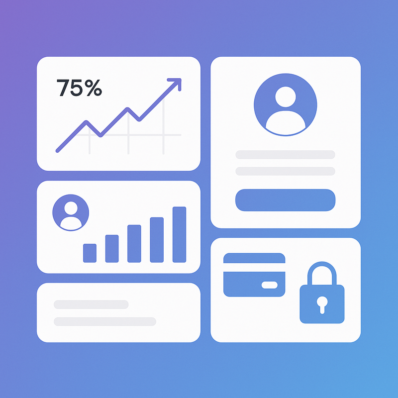 SaaS dashboard illustration showing user retention metrics and onboarding flows