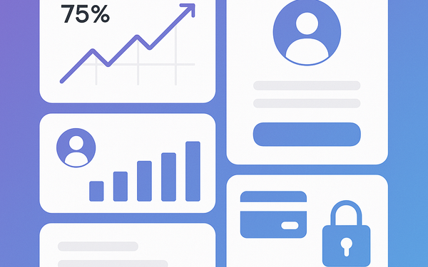 SaaS dashboard illustration showing user retention metrics and onboarding flows