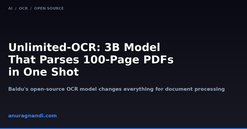 Unlimited-OCR blog post featured image - 3B AI model that parses 100-page PDFs