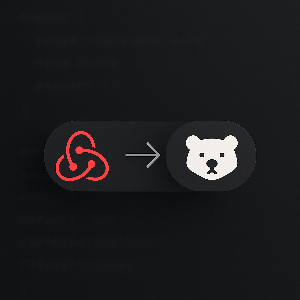 Toggle switch showing migration from Redux to Zustand state management