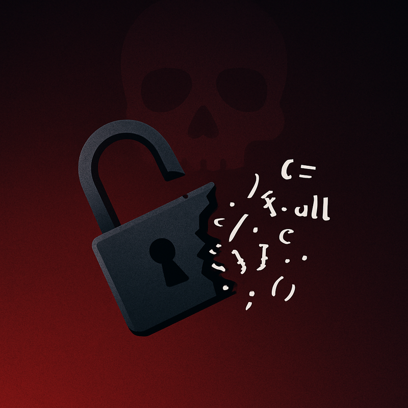 Claude Code security leak - broken padlock with code fragments