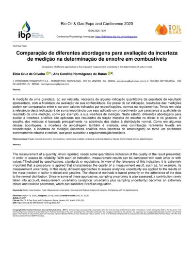 Primeira página do artigo na Rio Oil & Gas 2020
