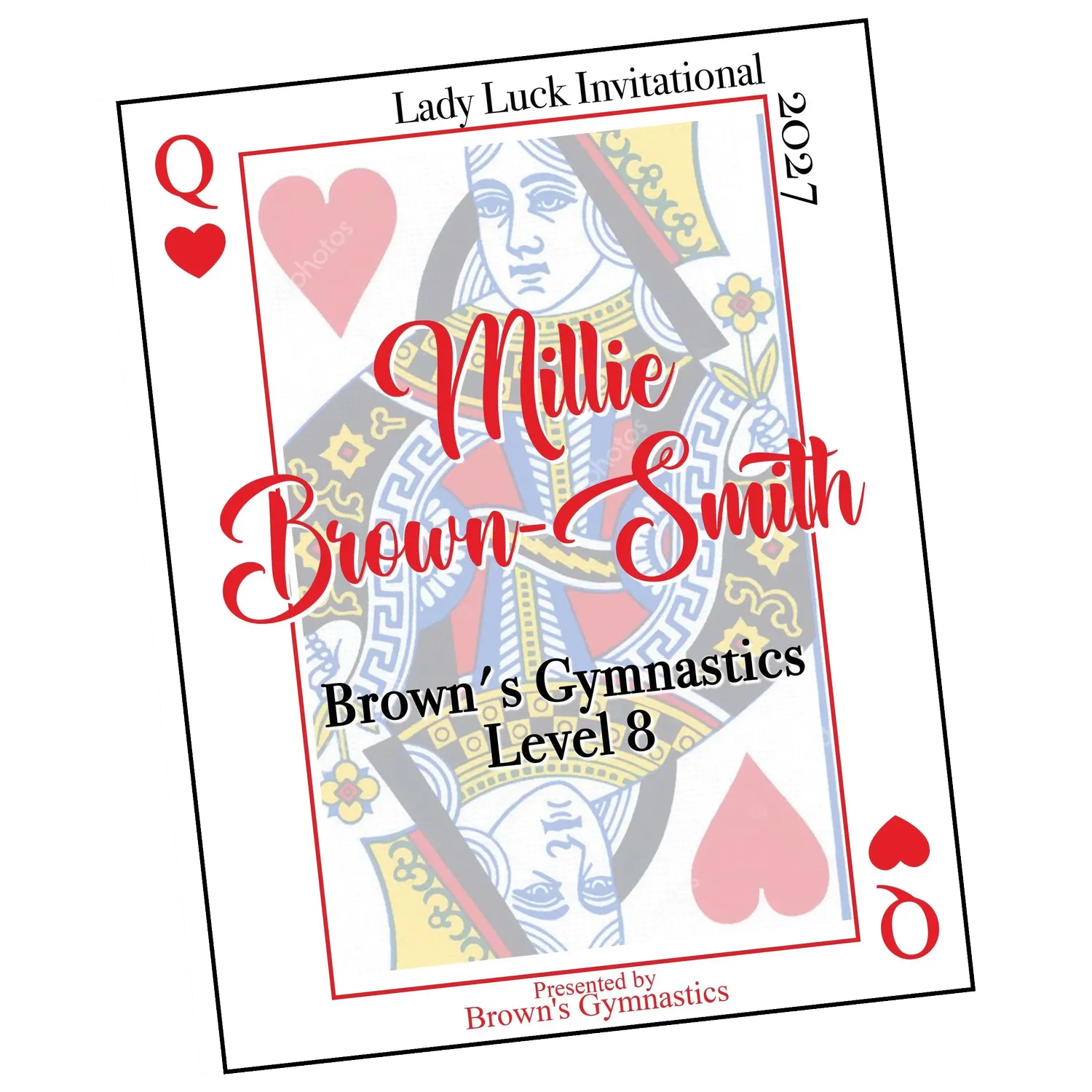 Lucky Lane athlete recognition sticker — a playing-card themed honorary sticker