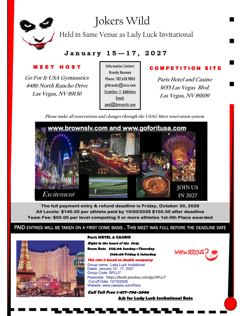 Jokers Wild 2027 meet flyer — January 15–17 at the Paris Hotel & Casino, Las Vegas