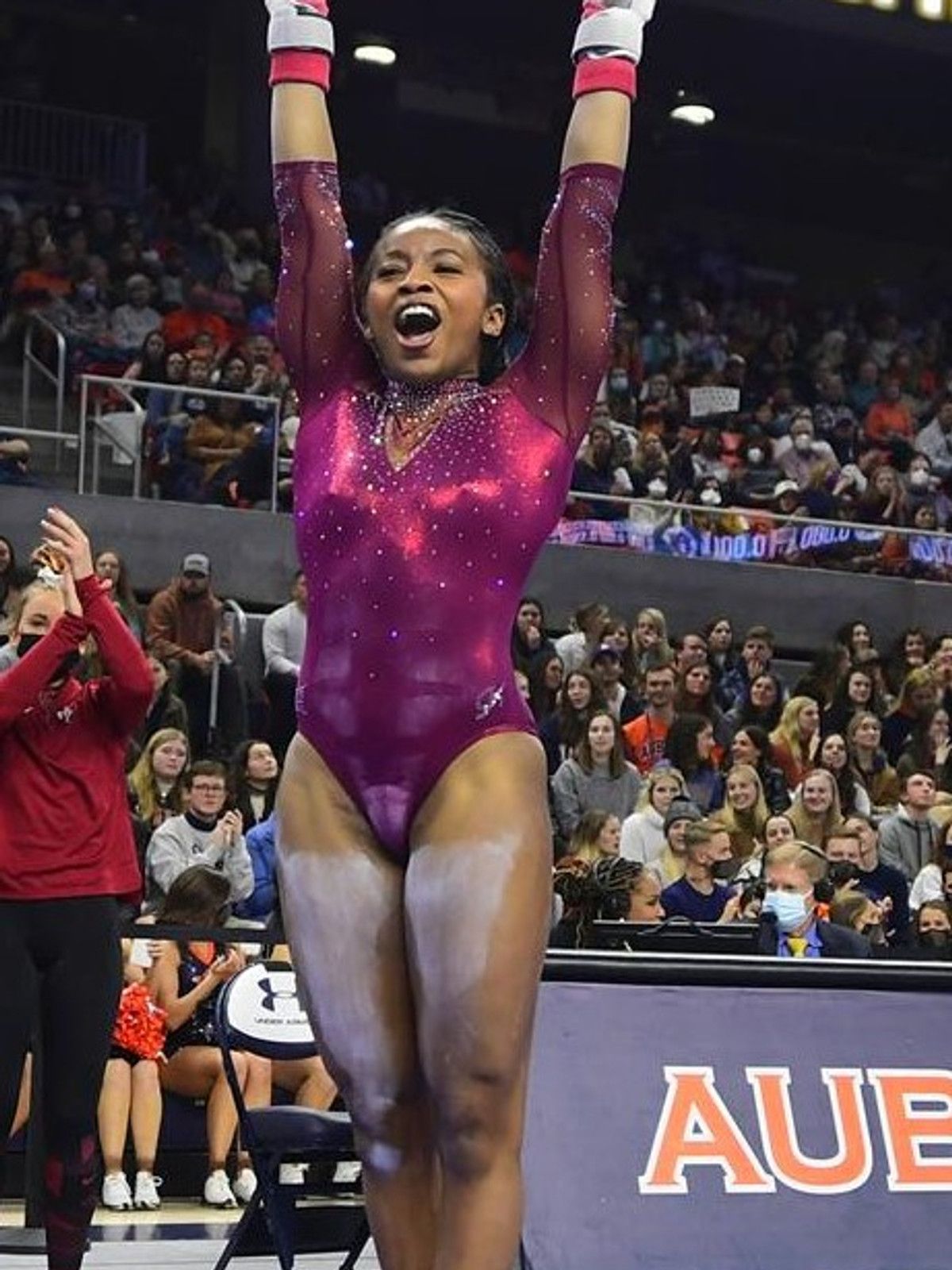 Smiling Go For It USA gymnast