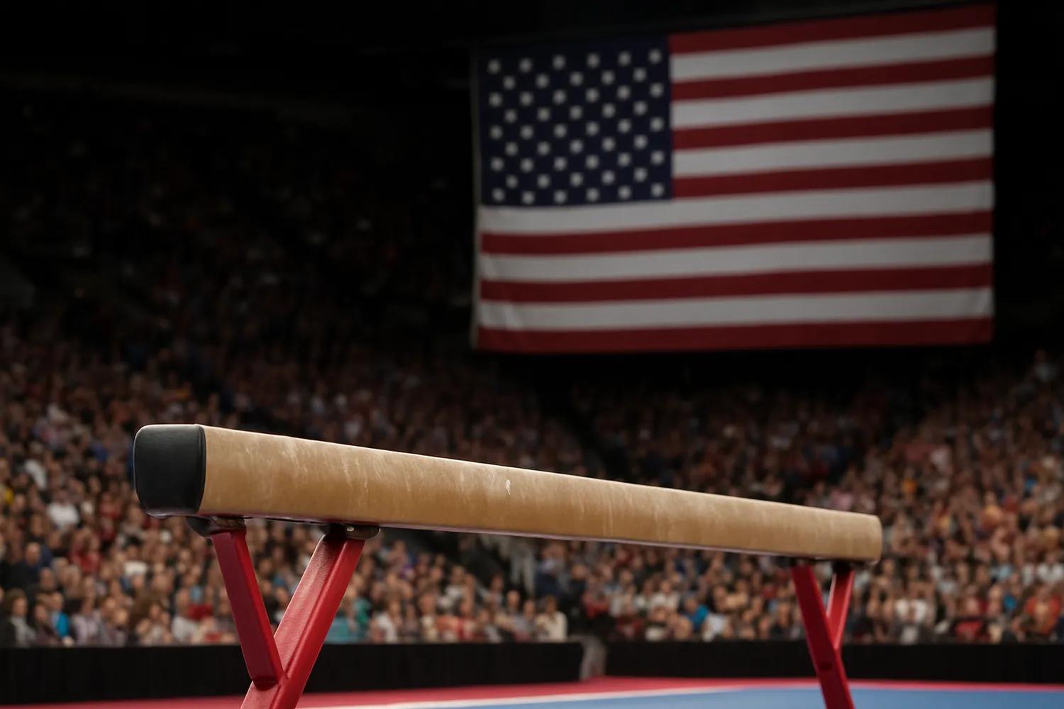 Gymnast competing on the balance beam