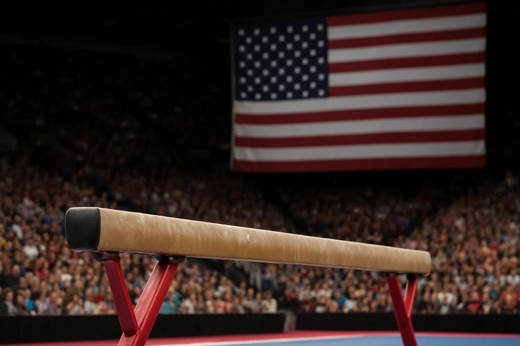 Gymnast competing on the balance beam