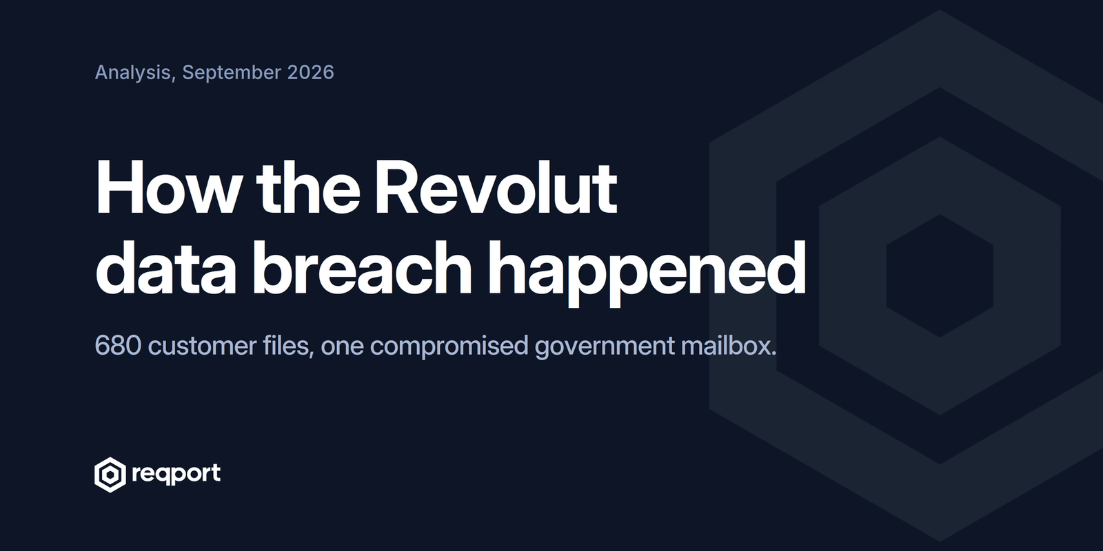 Cover image for the Reqport analysis "How the Revolut data breach happened": 680 customer files, one compromised government mailbox.