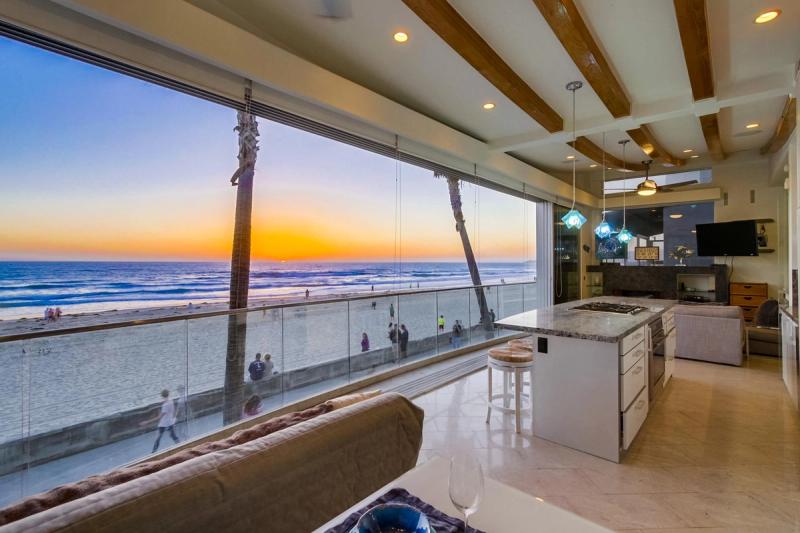 Indoor outdoor living space at oceanfront vacation rental