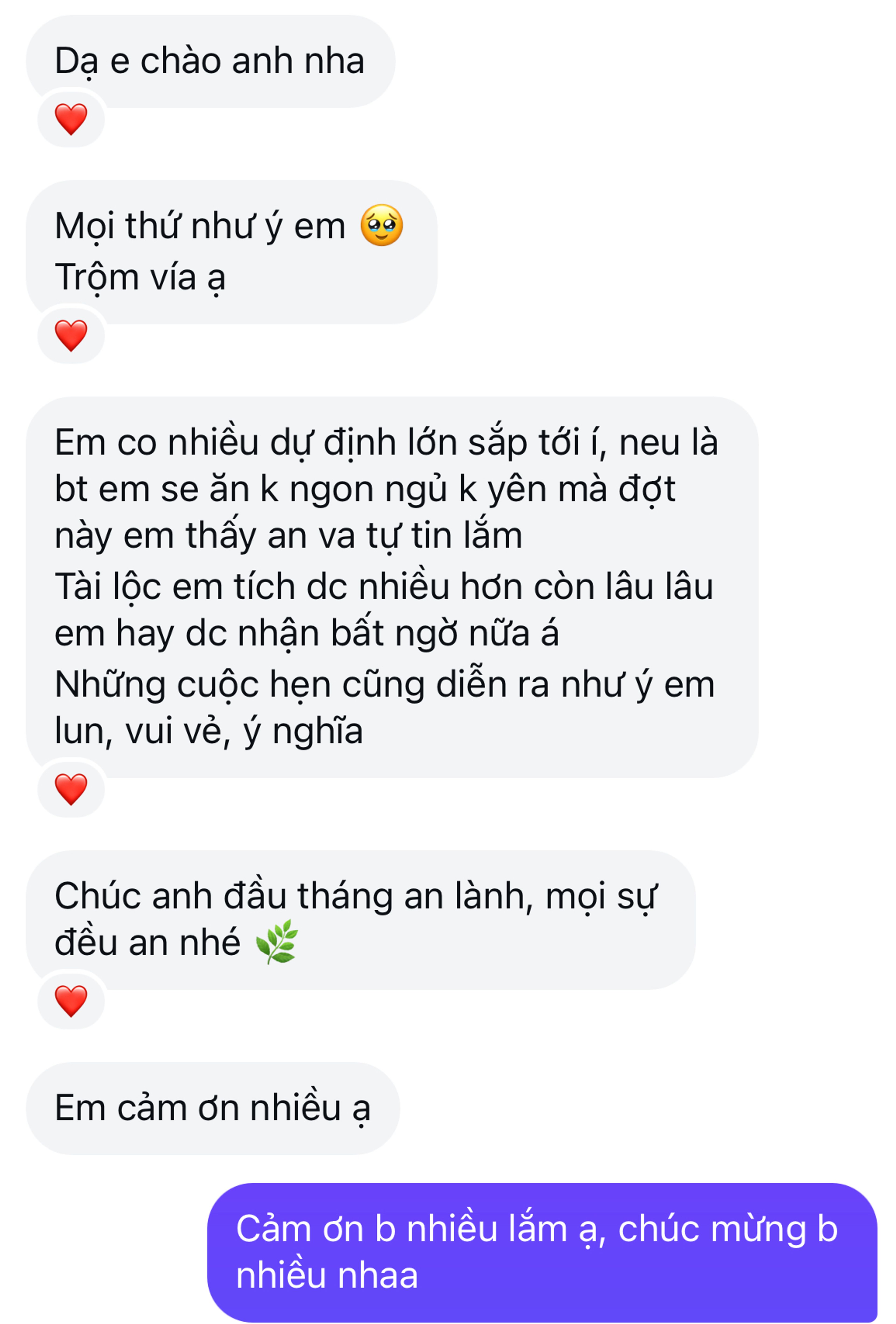 Ảnh chụp đoạn trò chuyện phản hồi của khách hàng Mutelu.