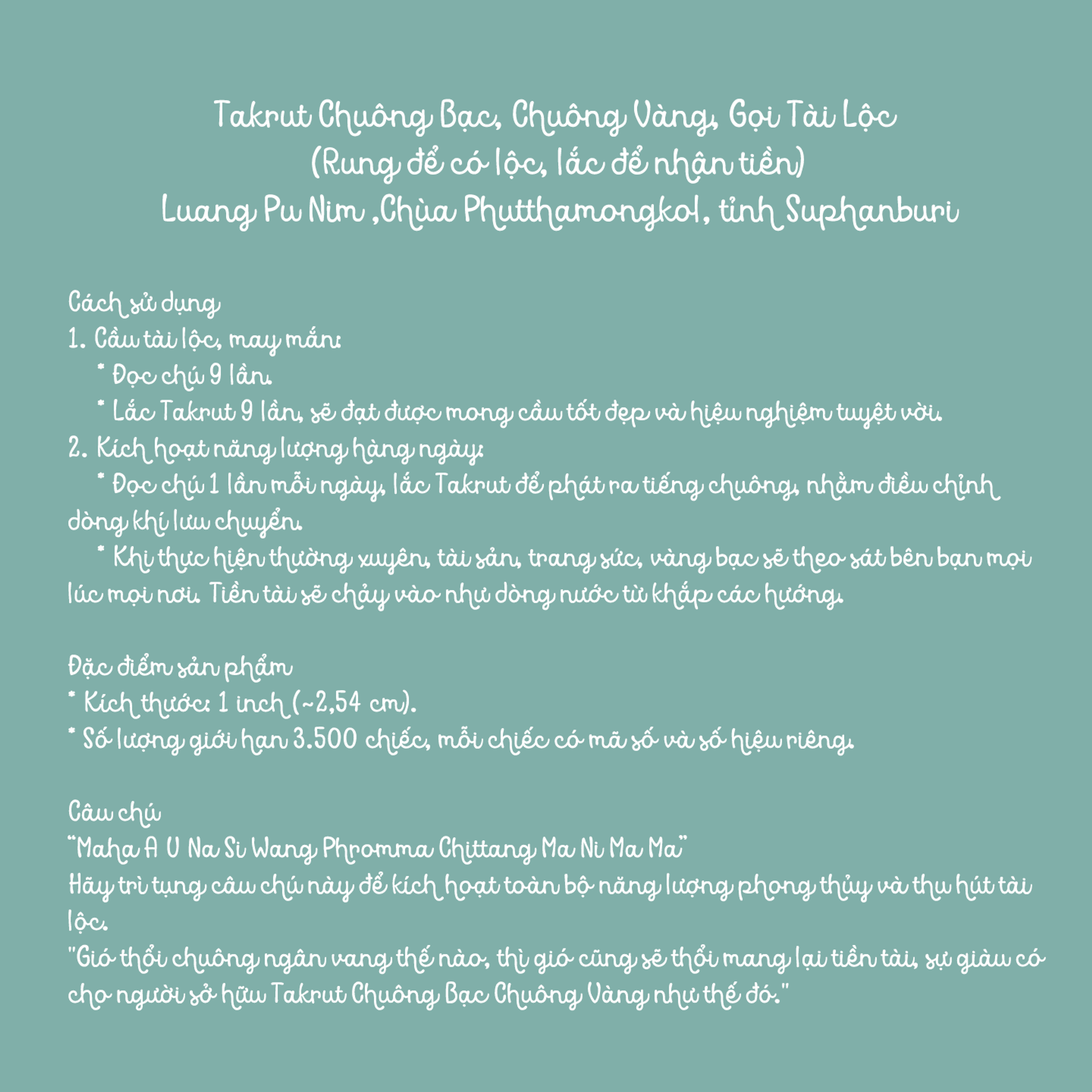 Takrut Chuông Bạc Chuông Vàng Gọi Tài Lộc — 3