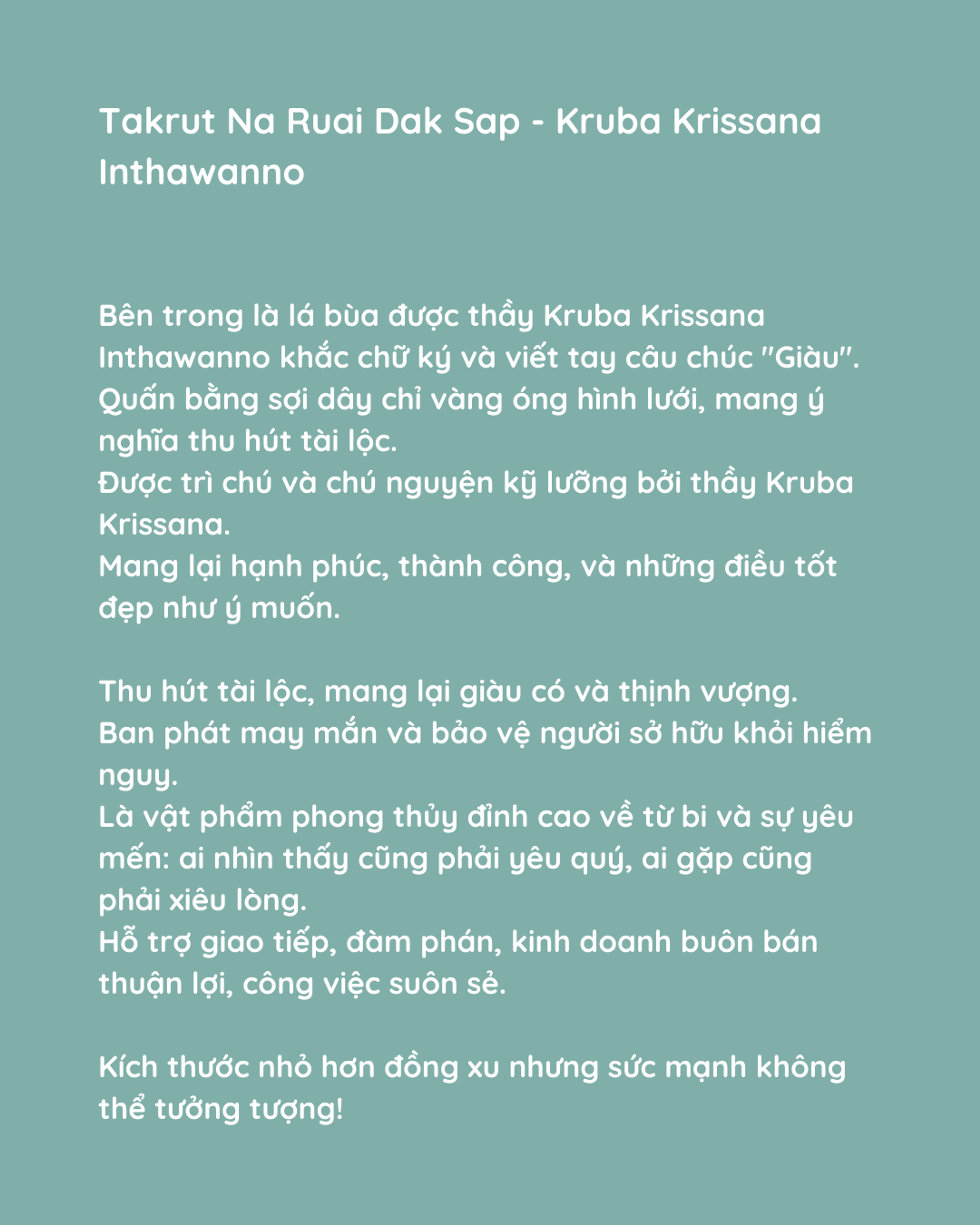 Takrut Na Ruai Dak Sap - Kruba Krissana Inthawanno — 2