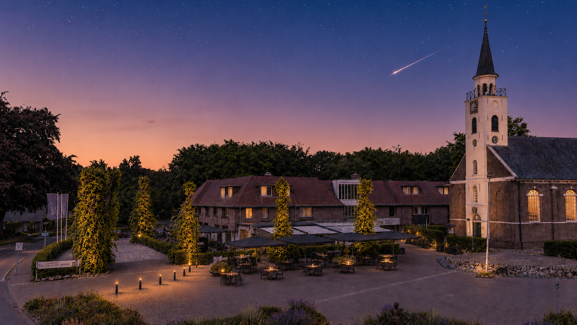 Zonsondergang bij Hotel Oringer Marke in Oddoorn. Drenthe