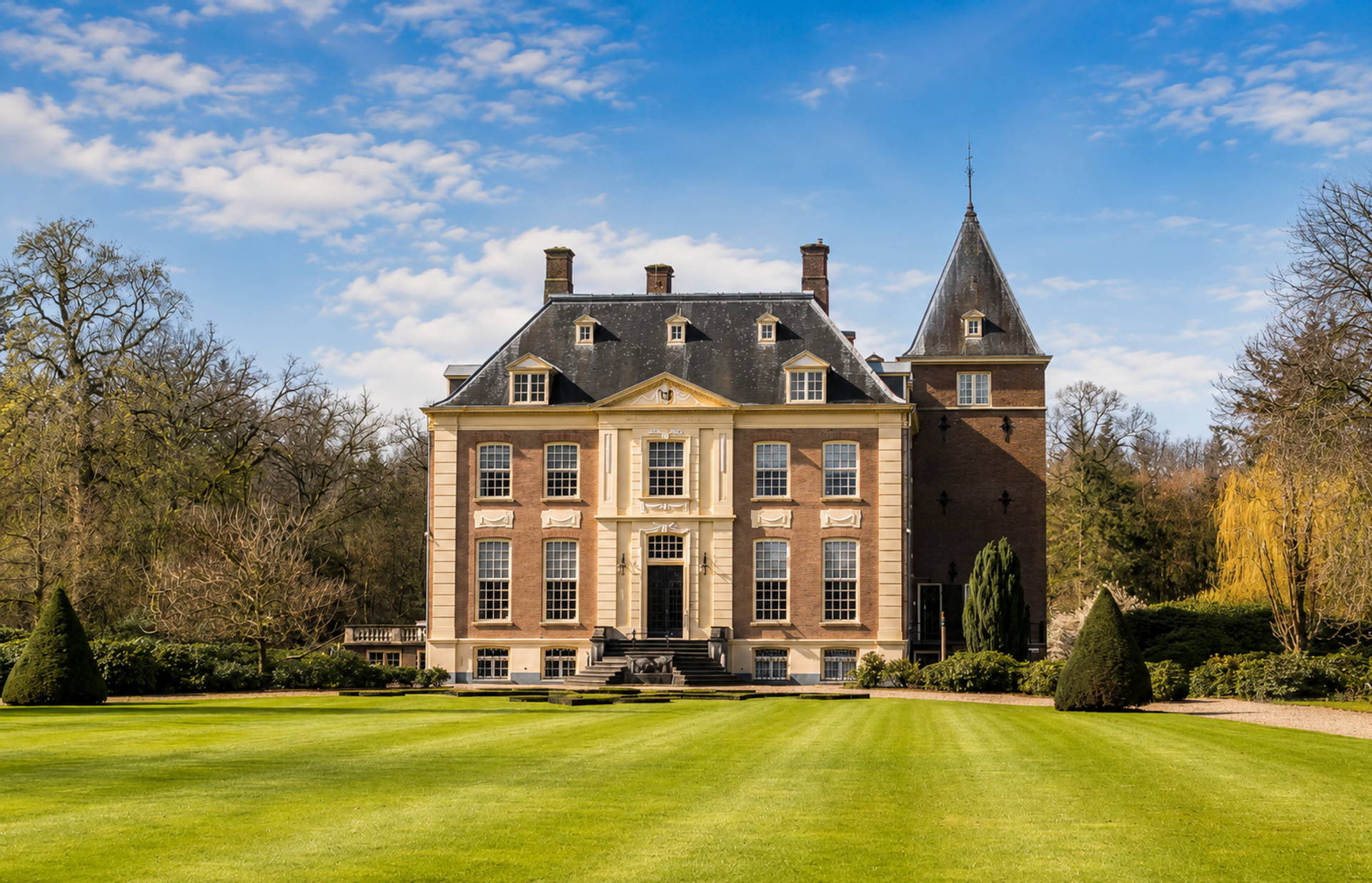 Neoclassicistisch landhuis uit 1776 bij Laren, sinds 1982 te bezichtigen onder beheer van Geldersch Landschap & Kasteelen.huis-verwolde-achterhoek-gelderland-nederland-natuur-lochem-hof-van-gelre