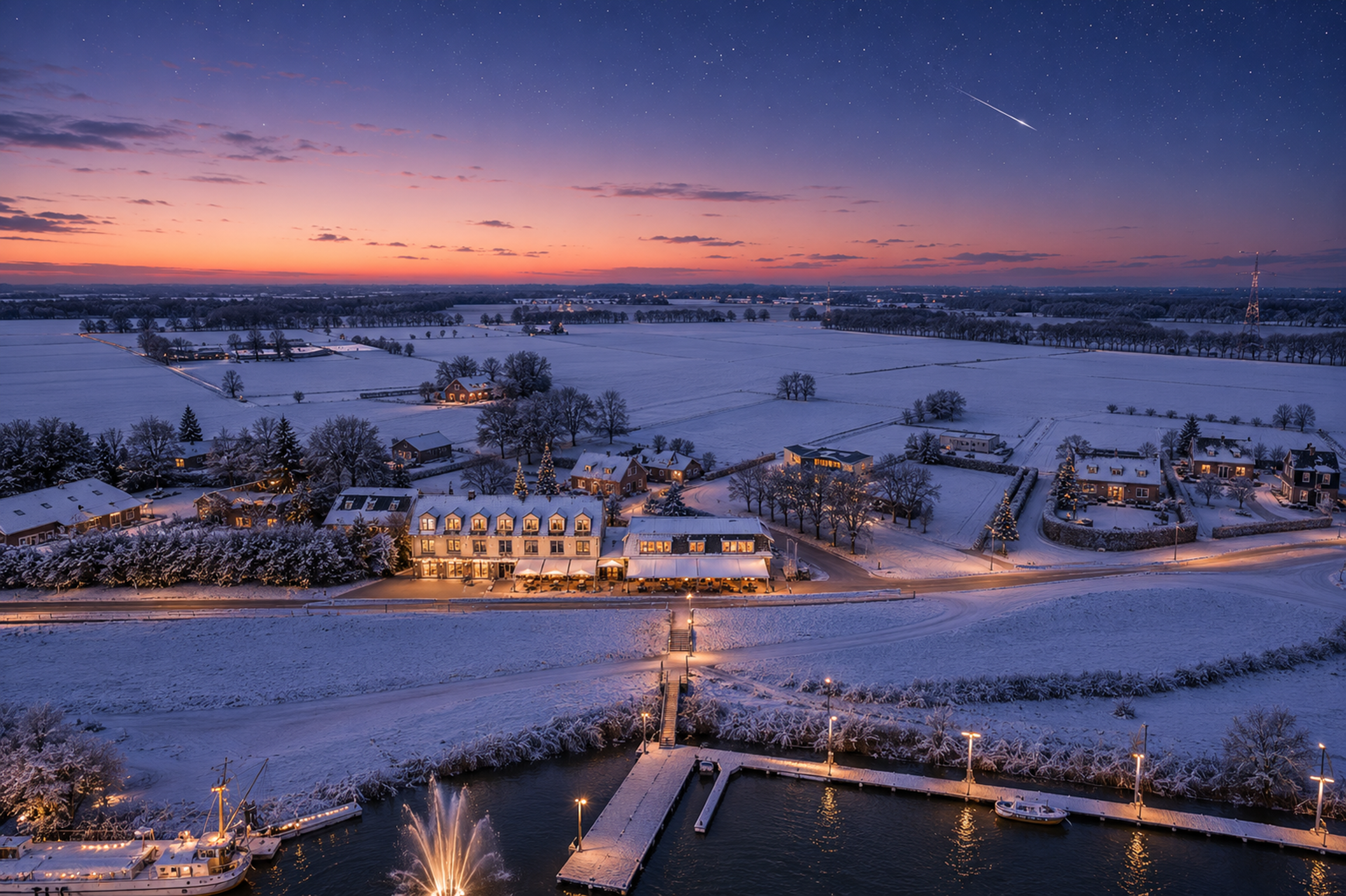 Winter sunset at Hotel Hoogeerd in Nitfrik, Nijmegen.