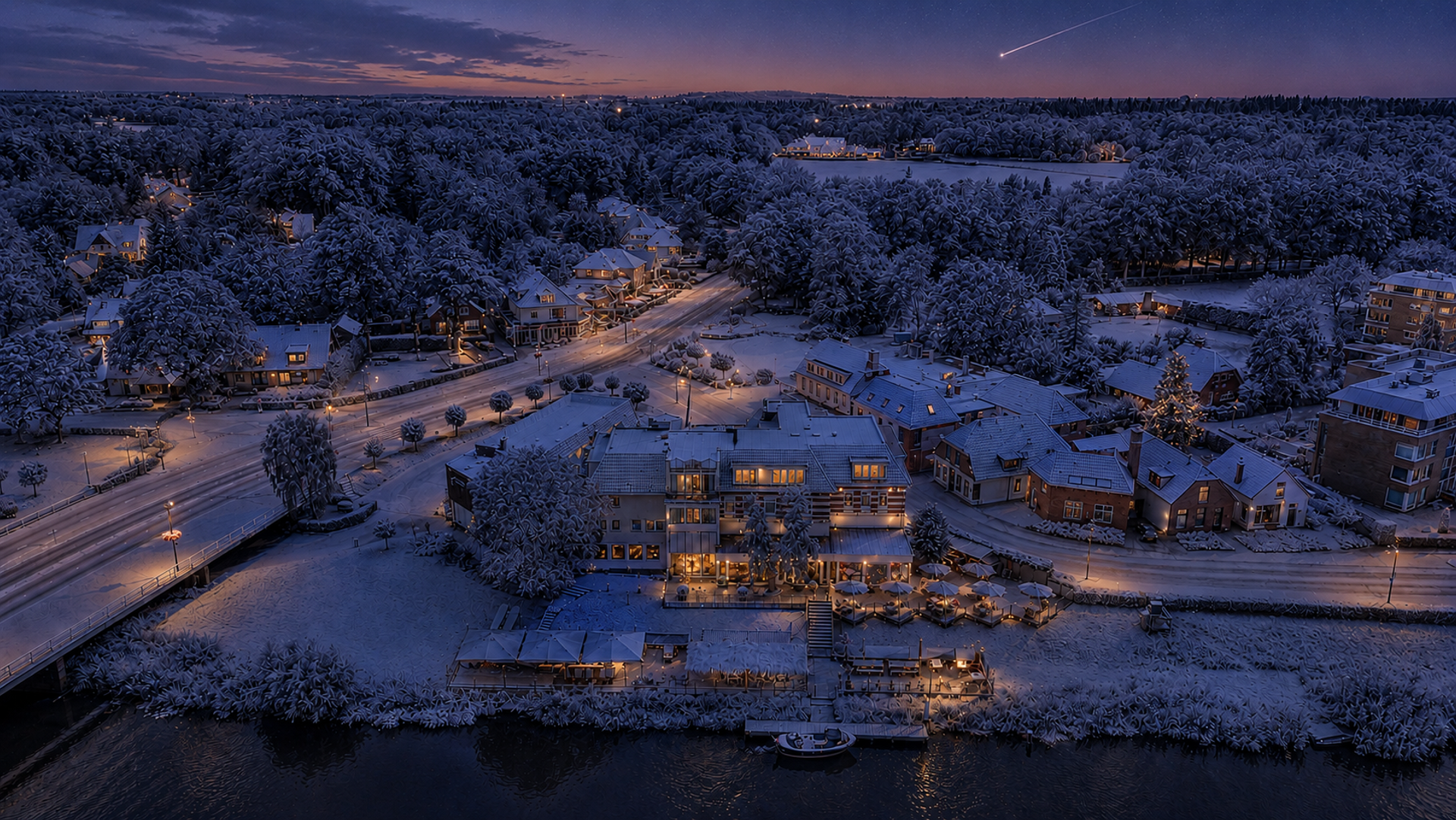 Winter sunset in Ommen at Hotel de Zon