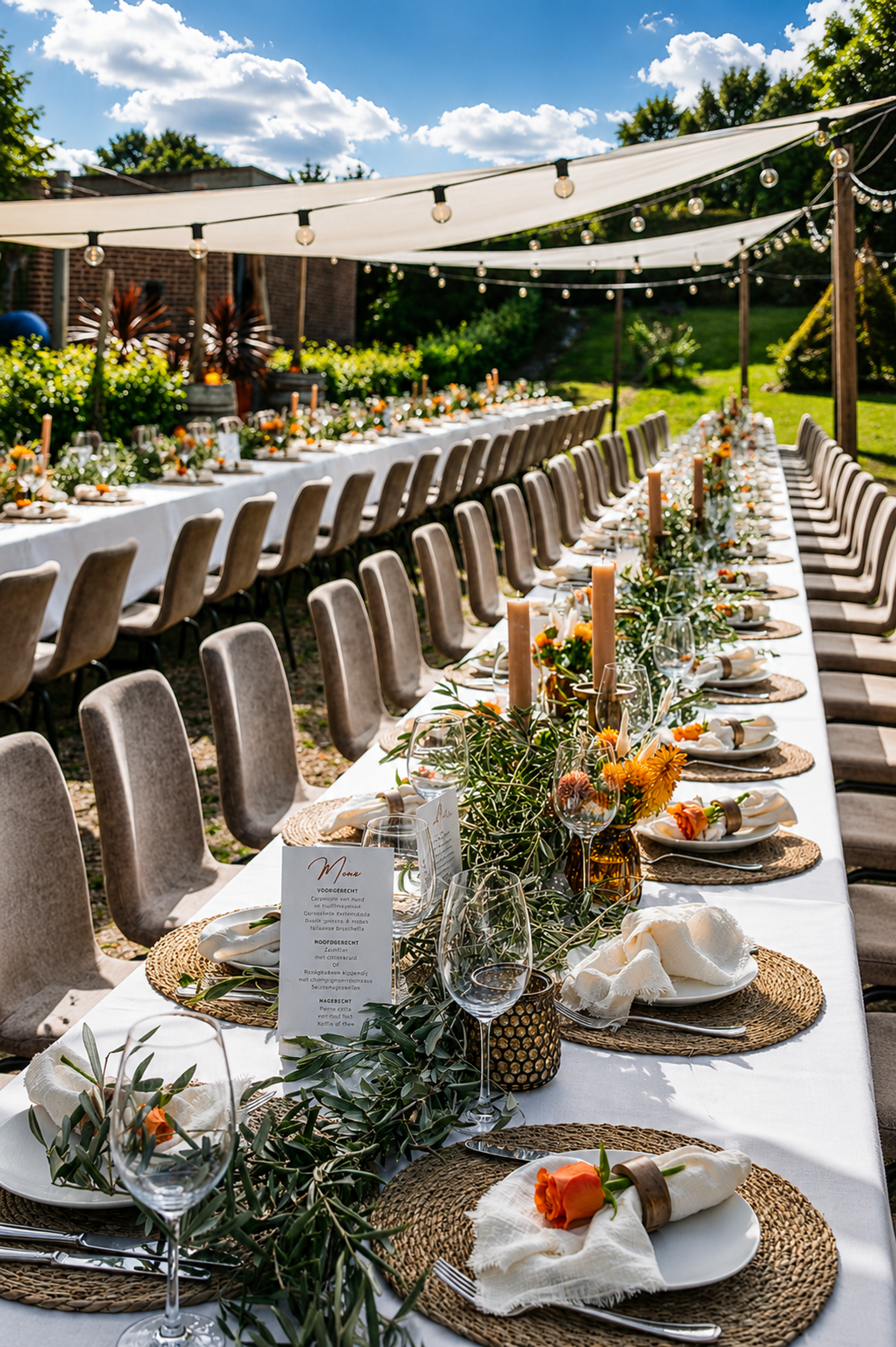 Een onvergetelijk huwelijksdiner in de sfeervolle tuinen van Winselerhof, waar gastronomie, romantiek en Limburgse gastvrijheid samenkomen.