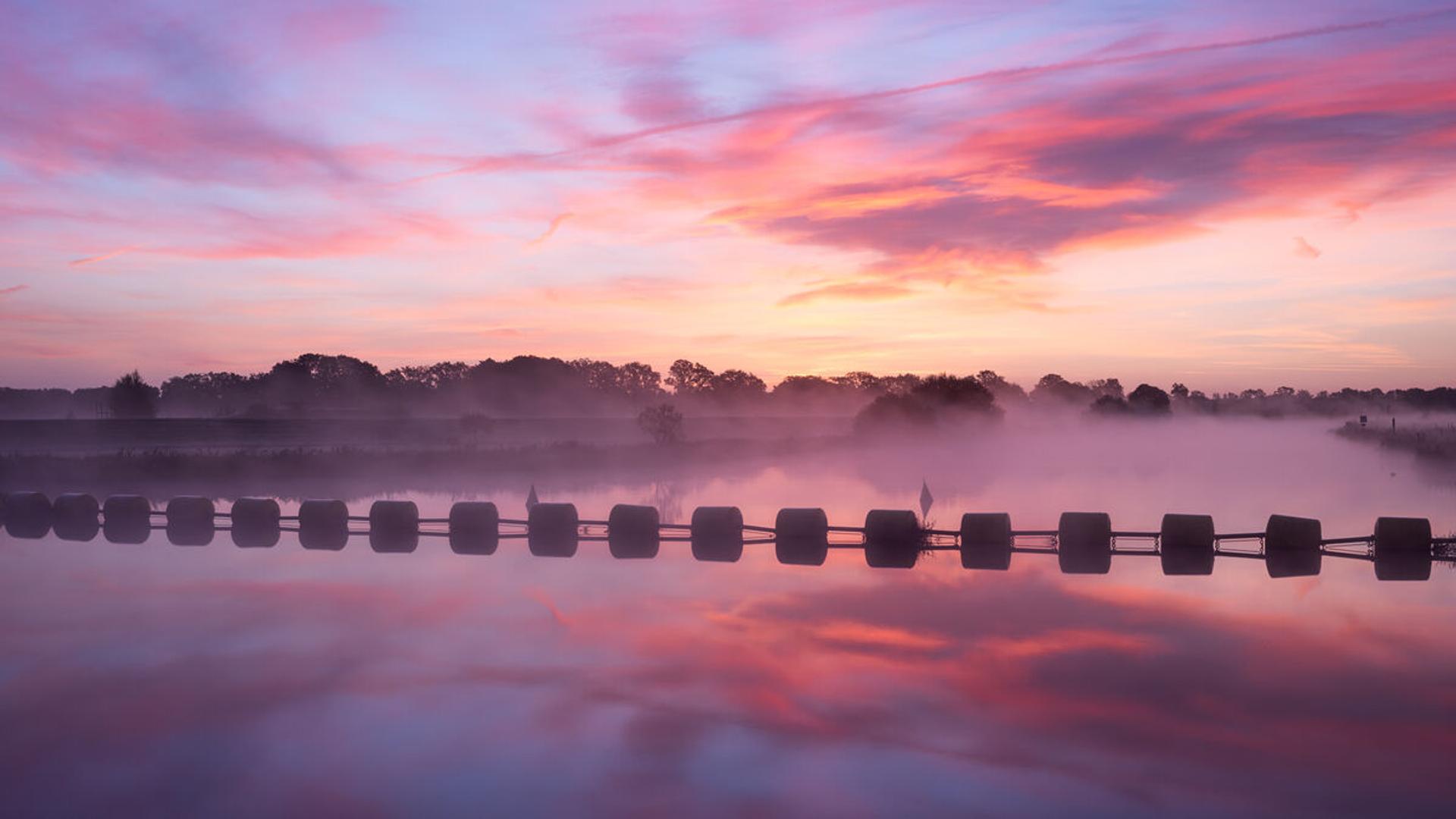 Zonsondergang boven de Vecht bij Vechterweerd in het Vechtdal