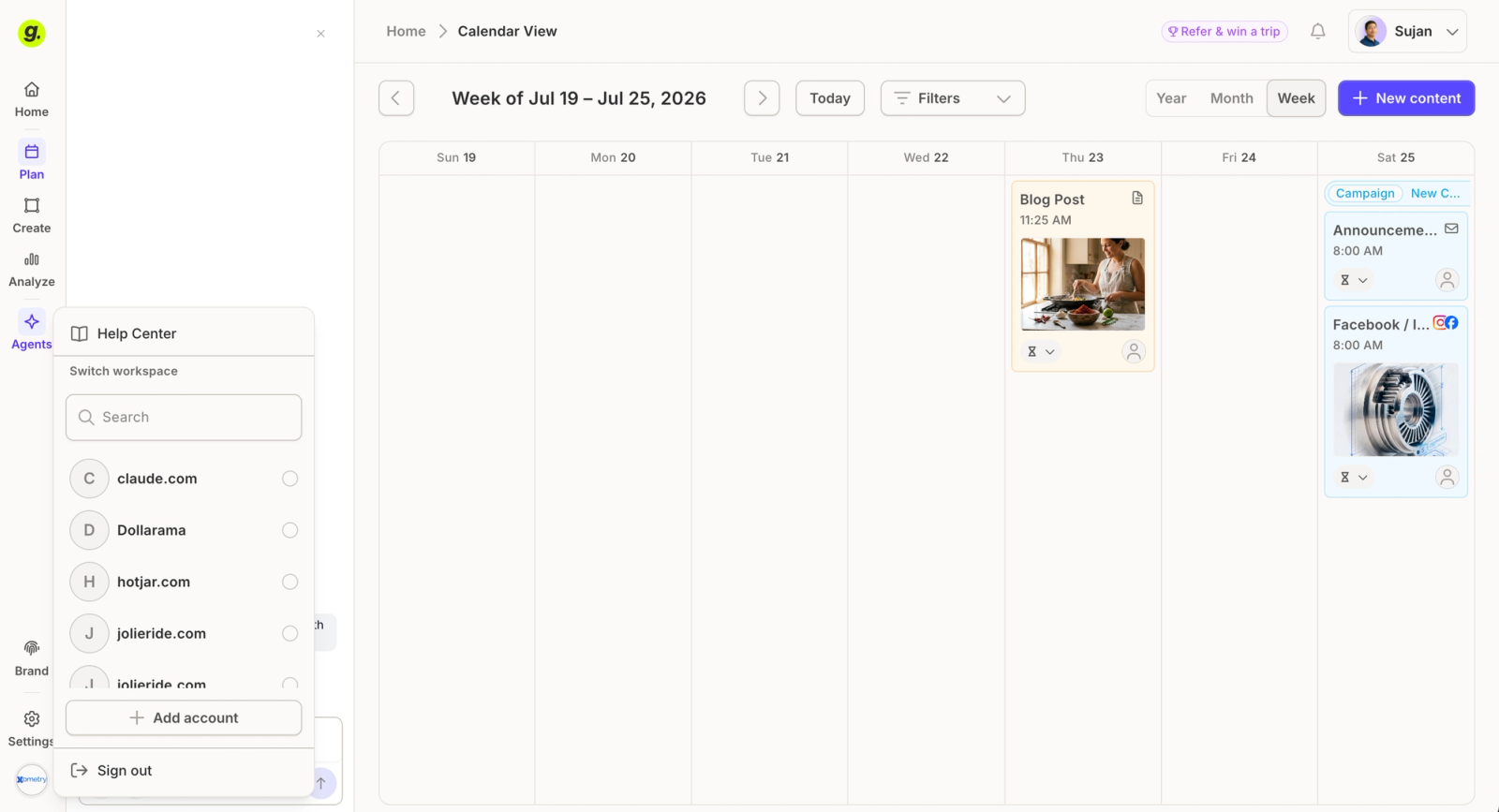 The redesigned navigation keeps workspace, status, and account controls close.