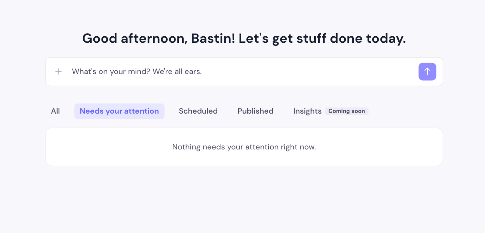 Personal items rolled up under a single 'Needs your attention' tab