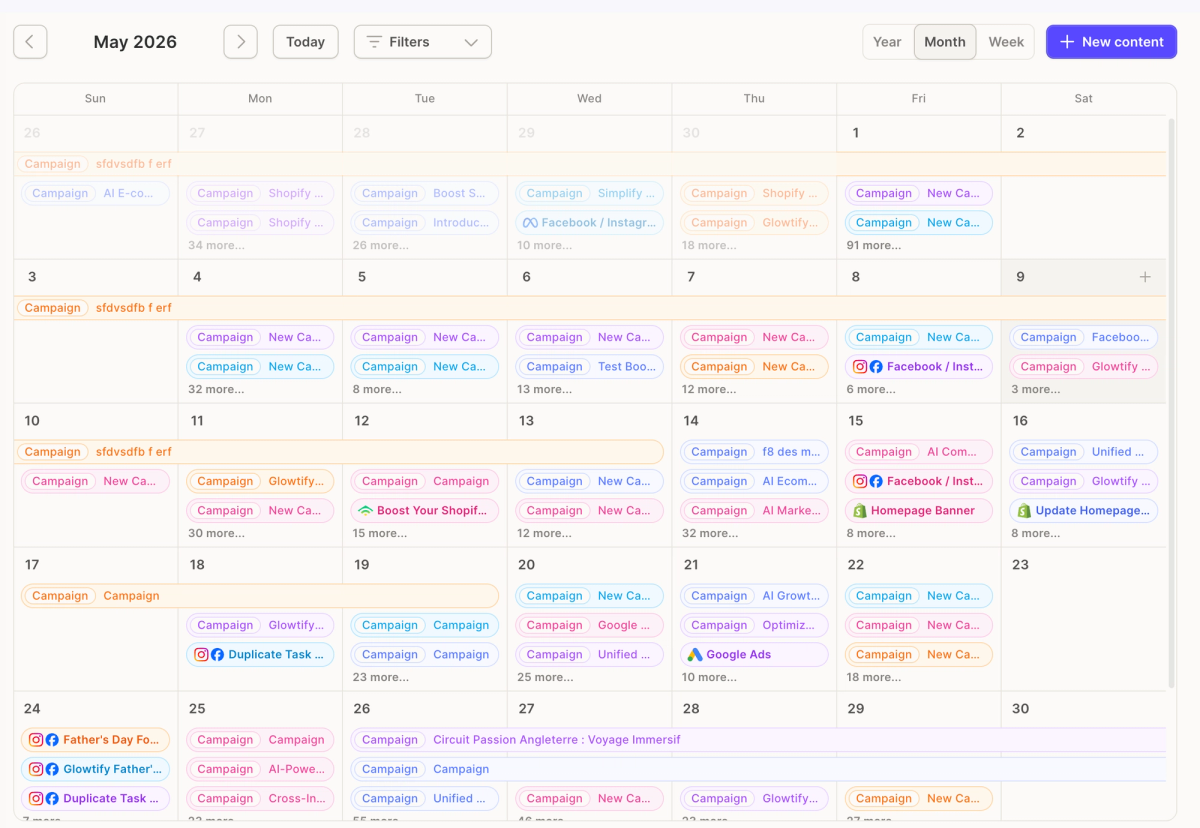 A redesigned Marketing Calendar, in-chat task edits, and SEO Monitoring