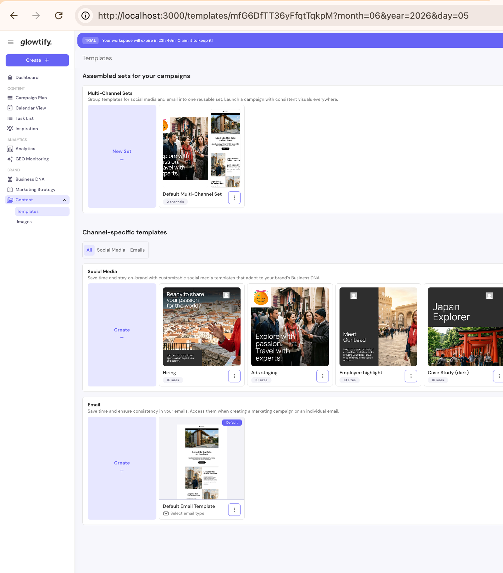 New stores ship with a default multi-channel set pre-populated
