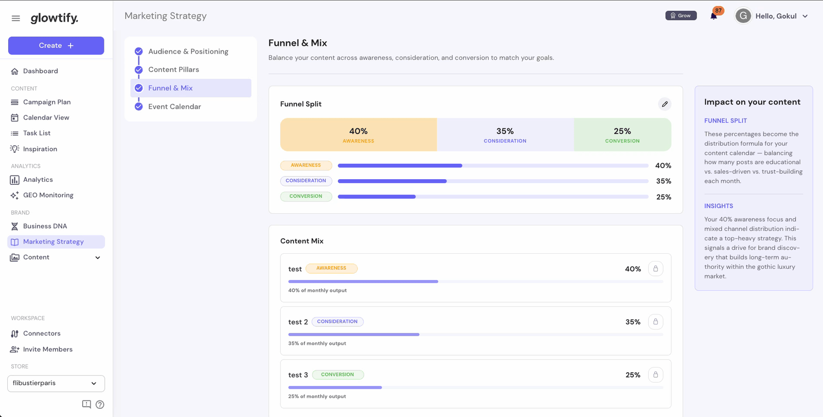 AI insights on Strategy Hub impact cards