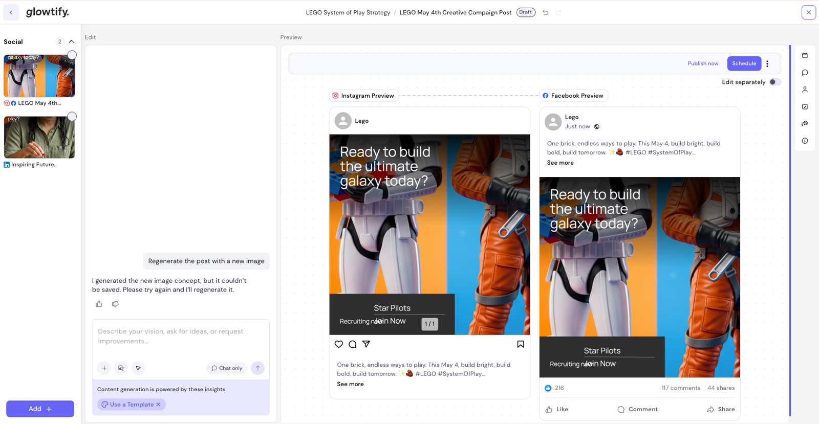 Before fix: regenerated image fails to save on template-based posts