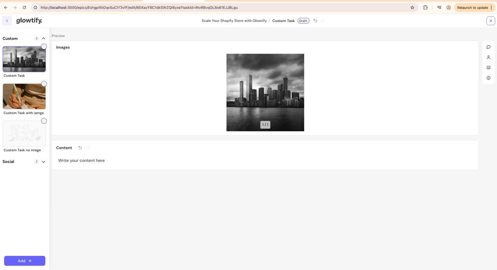 Thumbnail in task editor