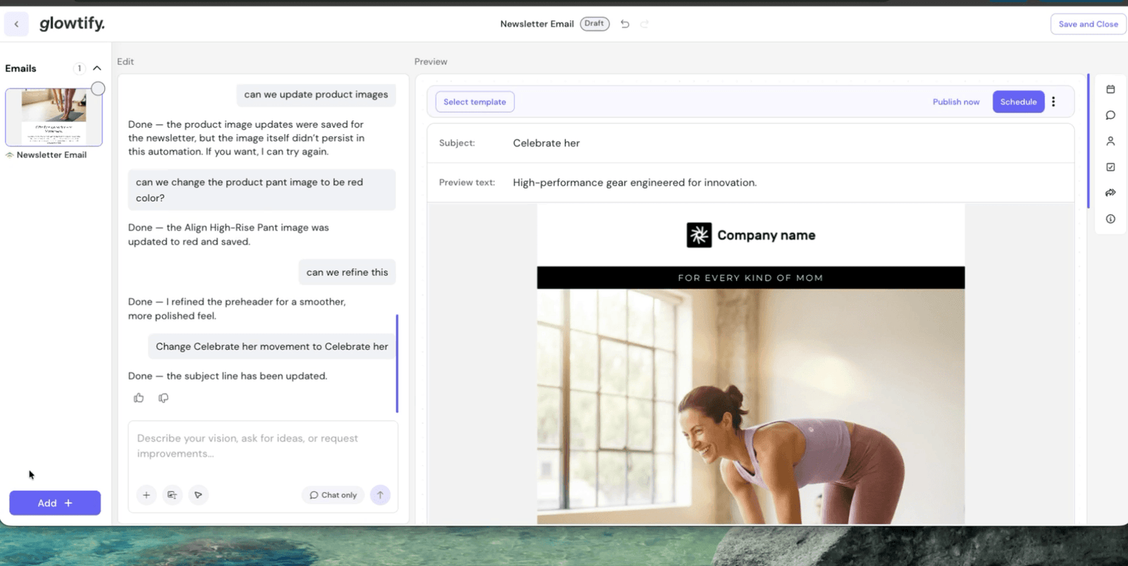 Refine controls now apply to email subject line and preview text