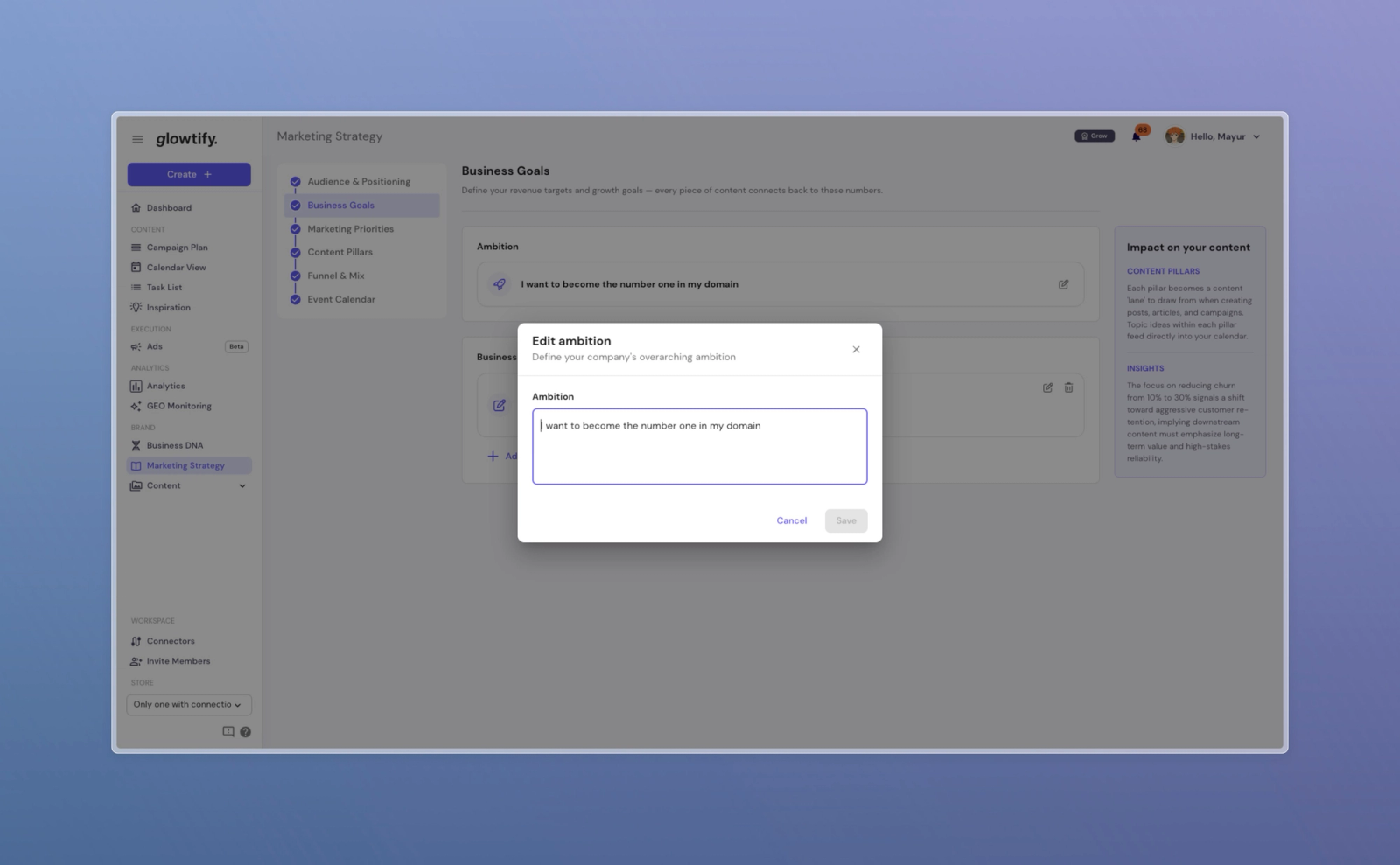 Preset library grouped by theme with sticky headers