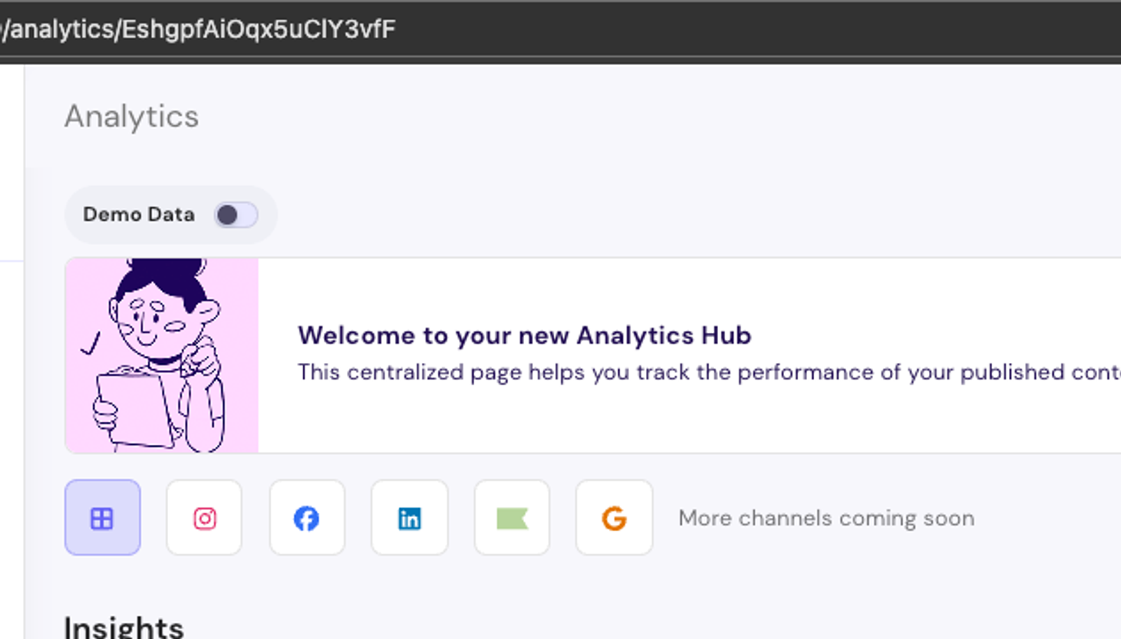 Demo state — analytics view