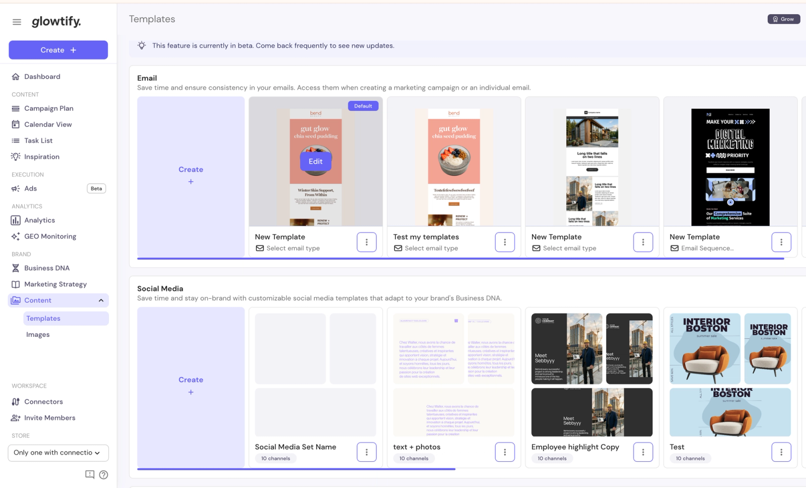 Refreshed Templates page copy and headings (matches latest Figma)